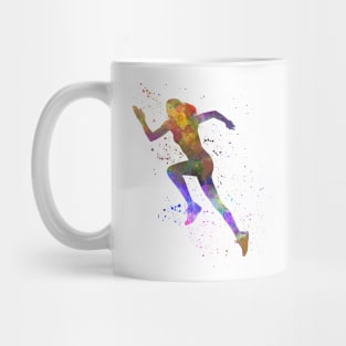 Woman runner running jumping Mug